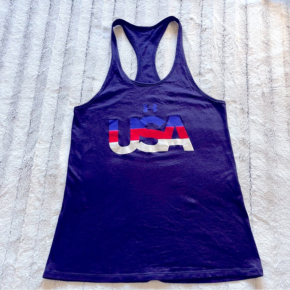 Under Armour USA patriotic red white and blue tank top